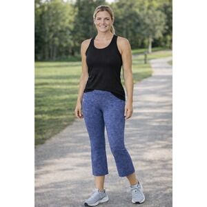 Blue Heather Cropped Straight Yoga Leggings Pilates Princess Walking Core